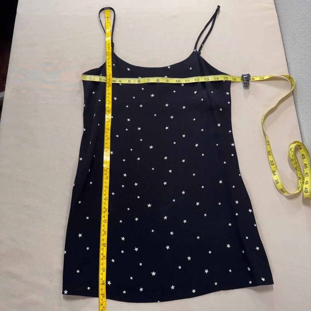 Reformation Lindsay Mini Slip Dress Satellite Size 4 Black LBD Stars Date Night
